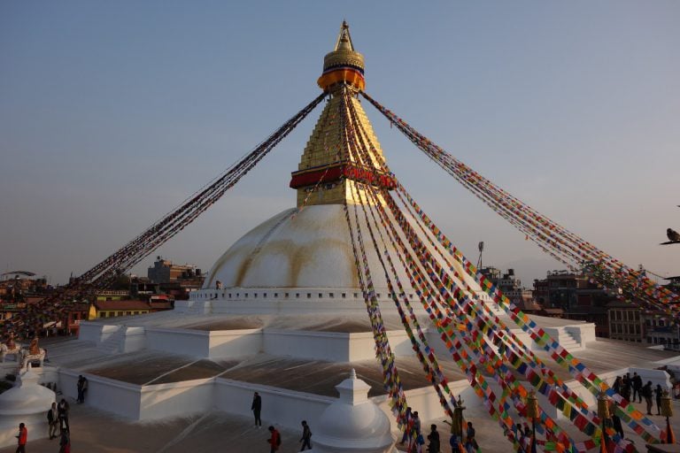 Káthmándú, Boudnath stupa – najväčší a najposvätnejší tibetský chrám mimo Tibetu.