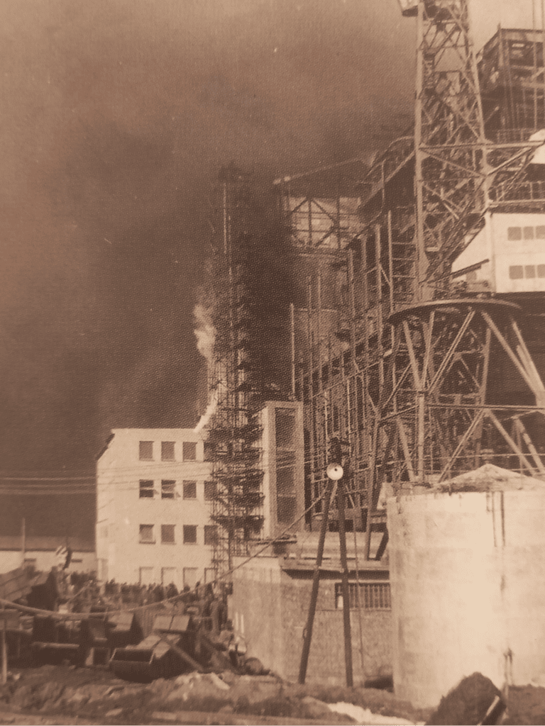 Požiar blokov č. 1 a 2 ENO B v roku 1964